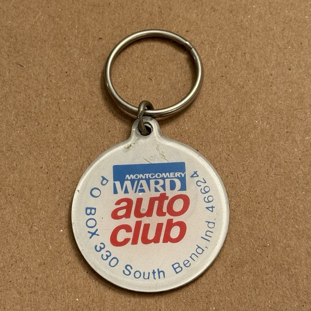 Montgomery Ward Auto Club South Bend Indiana Round Keychain Drop Box VTG